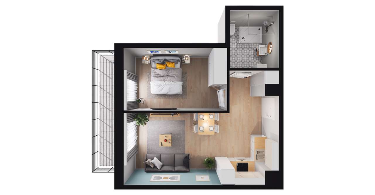 2-pokojowe mieszkanie 41m2 + balkon Bez Prowizji - Pełny obrazek: 2/8