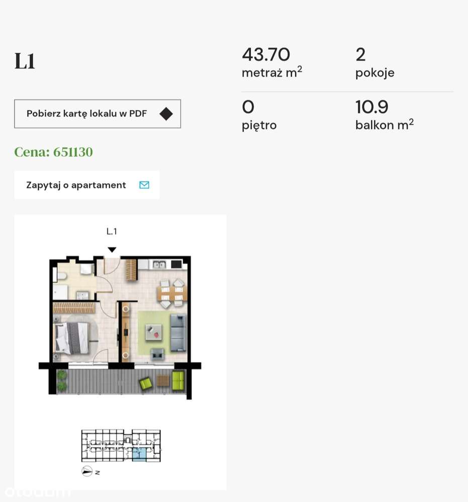 Dwupokojowy apartament Sunset Resort | Budynek 104 | L1 - Pełny obrazek: 1/3