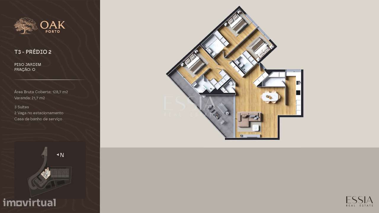 Apartamento T3 com Varanda no OAK Porto-12