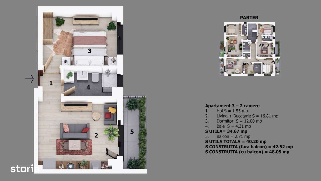 Apartamente 2 camere | Strada Maramures | Parcul Unirii | Proiect nou - Imagine principală: 2/5