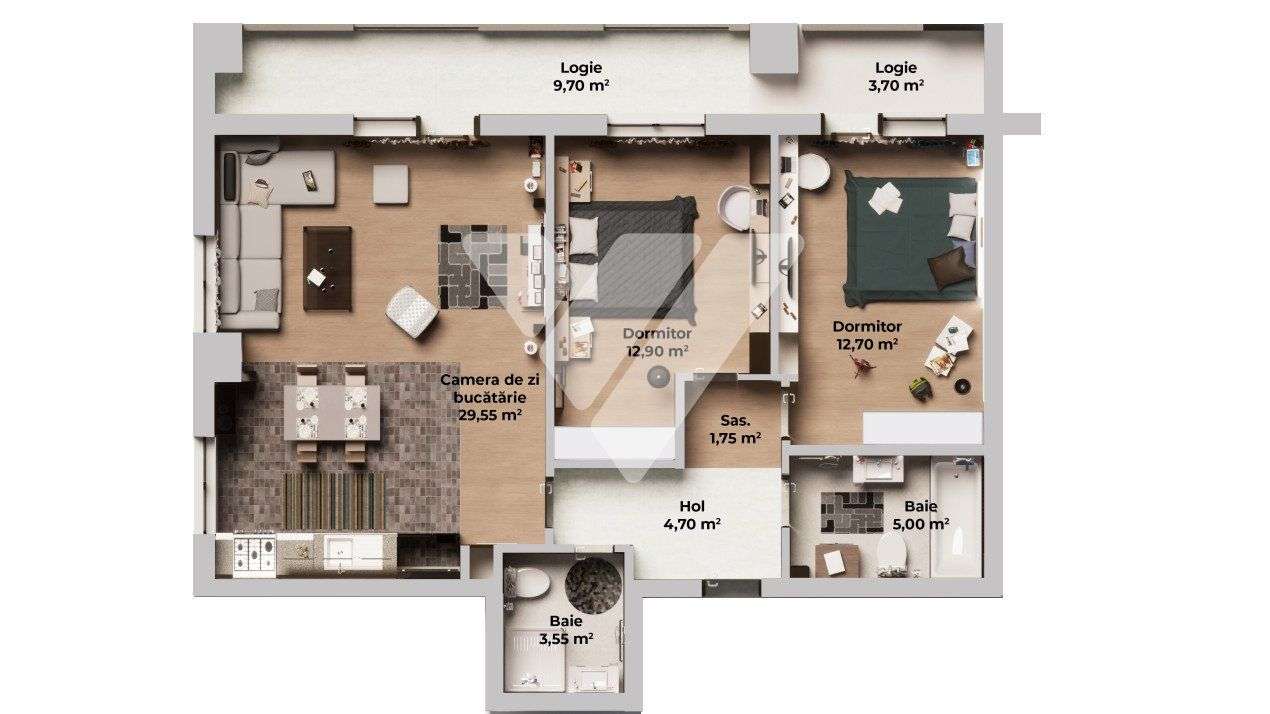 Apartament 3 camere 2 bai etaj 1 cu lift - Calea Surii Mici Sibiu - Imagine principală: 5/16