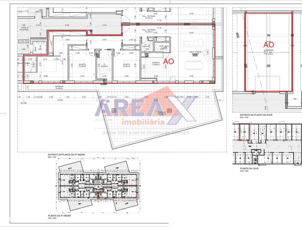 FRAÇÃO AO - T3 último andar com 104,68m2 terraço (4º andar) - Grande imagem: 2/11