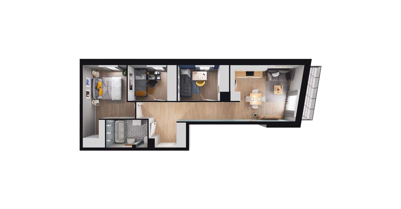 4-pokojowe mieszkanie 59m2 + balkon Bez Prowizji - Pełny obrazek: 3/7