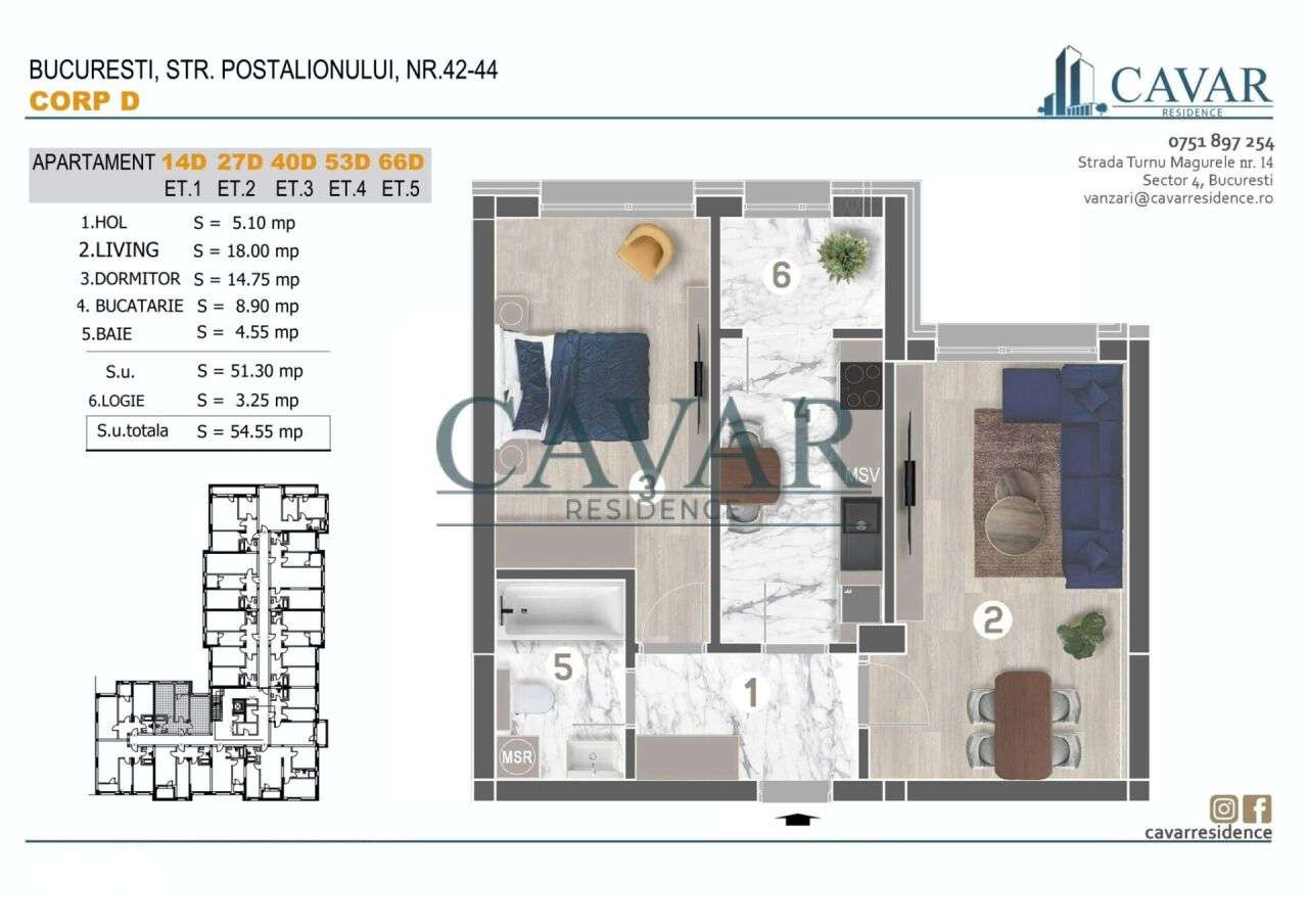 Apartament 2 Camere 55 mp Cavar Residence Discount 2000 Euro