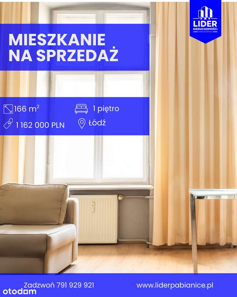 Na sprzedaż – Mieszkanie w Łodzi | 166 m² | 1 piętro z windą-0