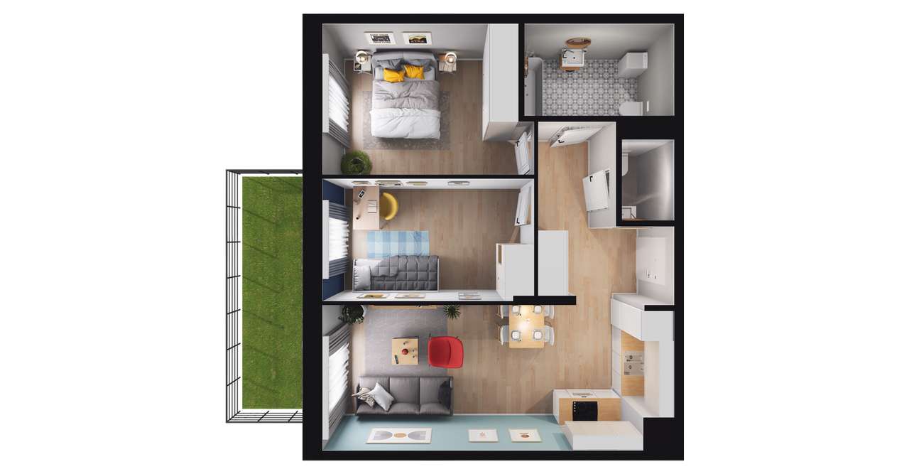 3-pokojowe mieszkanie 54m2 + ogródek Bezpośrednio - Pełny obrazek: 2/8