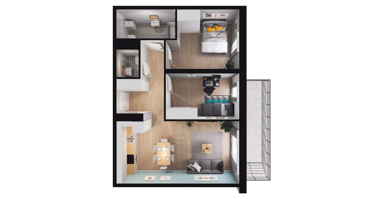 3-pokojowe mieszkanie 57m2 + balkon Bez Prowizji - Pełny obrazek: 2/8