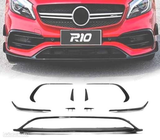 SPOILER LIP FRONTAL PARA MERCEDES W176 LOOK AMG A45 16-18 PRETO BRILHANTE - 1