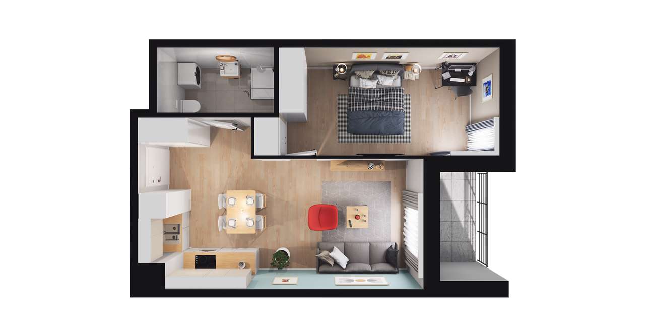 2-pokojowe mieszkanie 40m2 + loggia Bez Prowizji - Pełny obrazek: 2/8