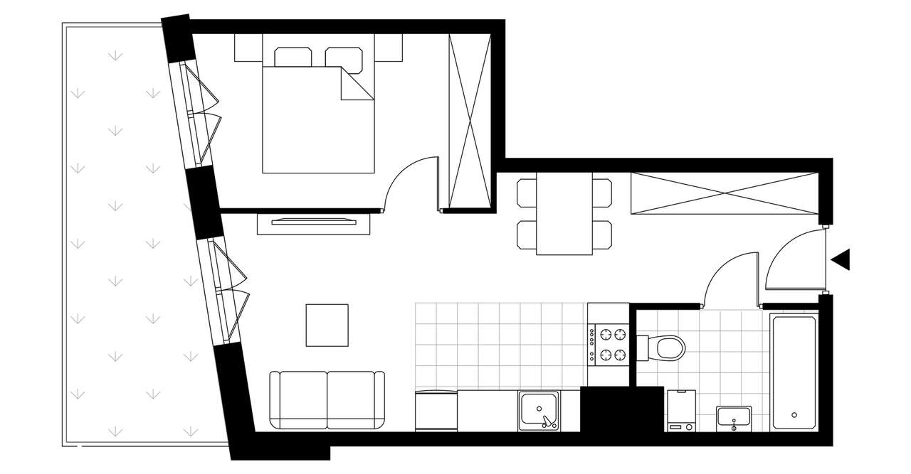 2-pokojowe mieszkanie 37m2 + ogródek - Pełny obrazek: 4/9