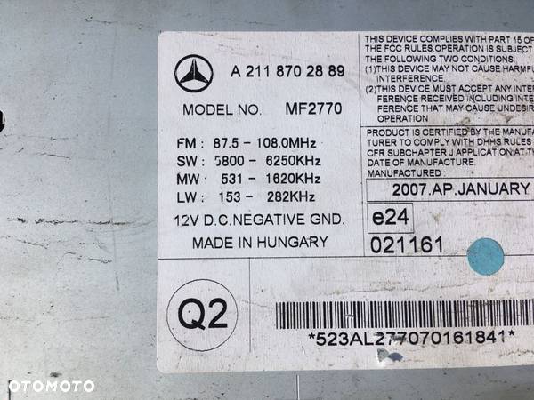 Radio Cd Mercedes W211 A2118702889 MF2770 - 2