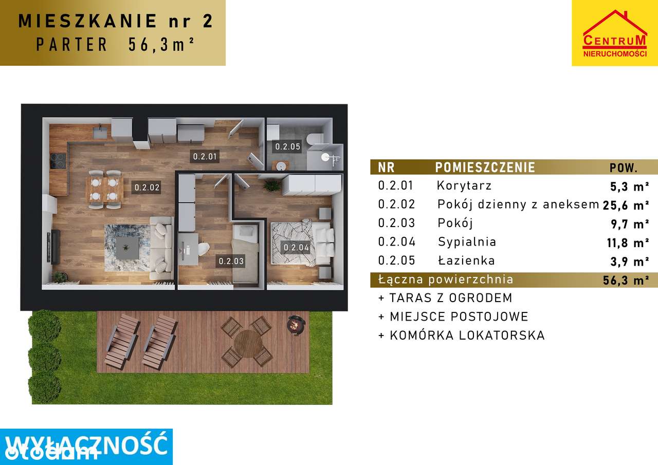 Mieszkanie 3-pokojowe * ogródek * miejsce parkingowe-3