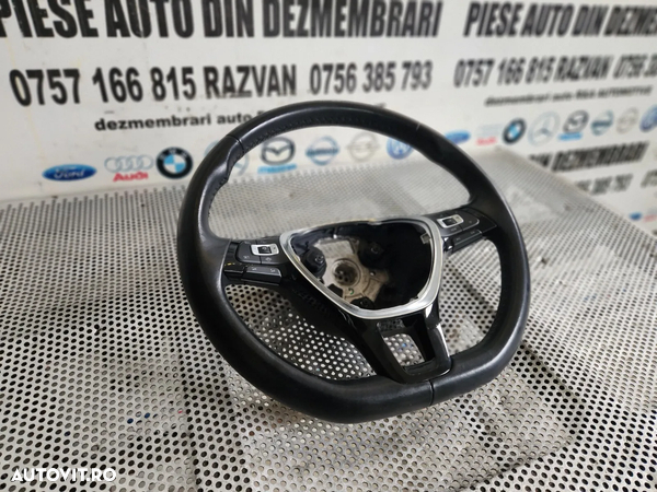 Volan Tesit Din Piele Cu Comenzi Vw T-Roc Tiguan Touran Golf Polo Cod 5TA419091AM Impecabil Dezmembrez Vw T-Roc - Dezmembrari Arad - 2