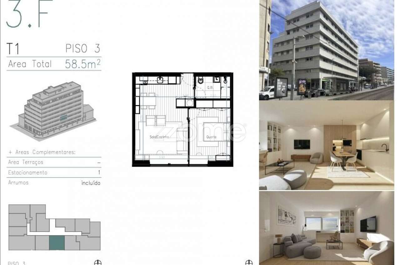 Apartamento T1 em Matosinhos Sul - Grande imagem: 2/3