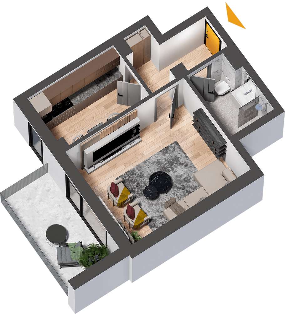 APARTAMENT 1 CAMERA, B HOME RESIDENCE IASI , 78.812 + TVA - Imagine principală: 1/8