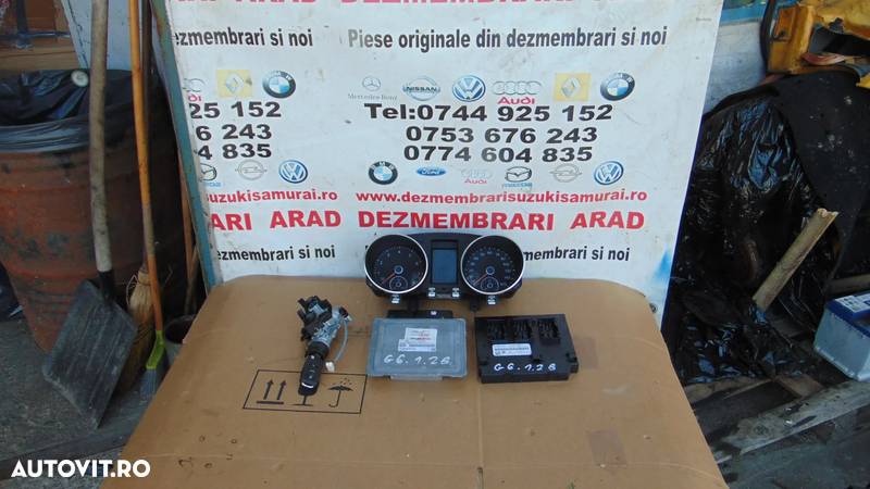 Kit pornire VW Golf 6 motor 1.2 benzina kit pornire complet ecu cheie cip modul ceasuri - 1