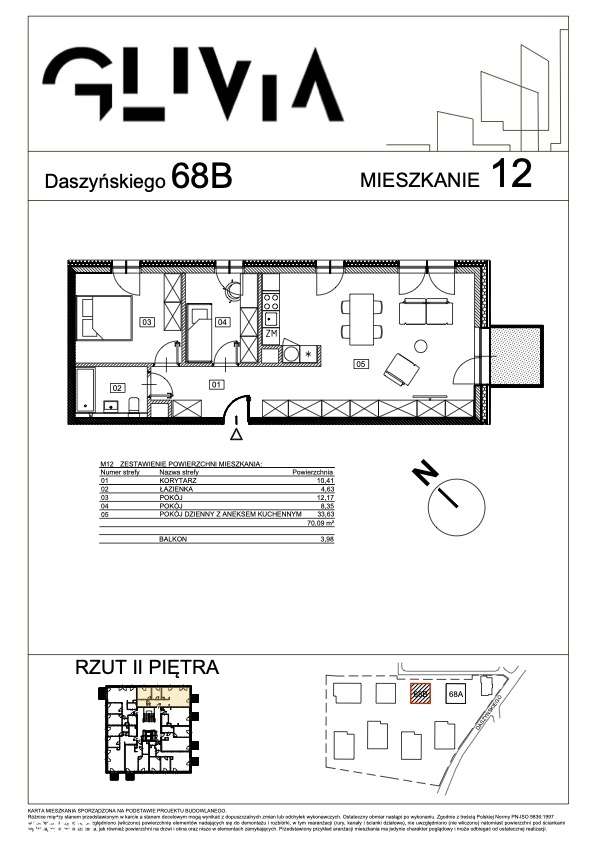 Mieszkanie B12 - słoneczne trzypokojowe mieszkanie Glivia Zachodnia - Pełny obrazek: 2/7