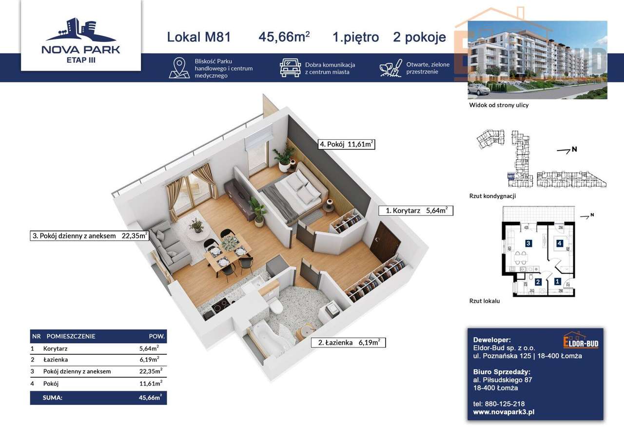 Funkcjonalne mieszkanie dedykowane Tobie M-81 - Pełny obrazek: 1/9