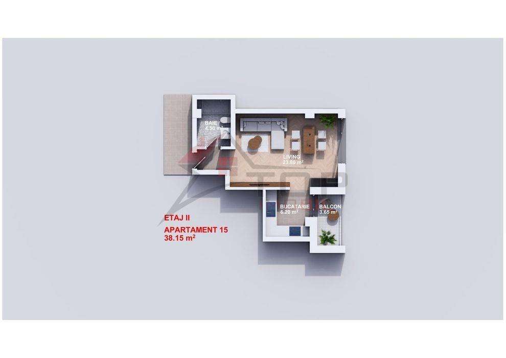 Apartament cu 1 camera,  41 mp 1350 €mp cu parcare inclus? - Imagine principală: 5/6