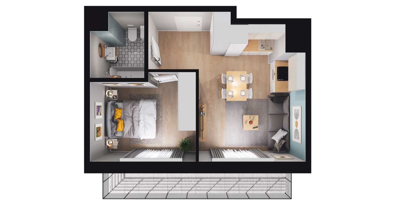 2-pokojowe mieszkanie 33 m² + taras Bez Prowizji – pohled 2