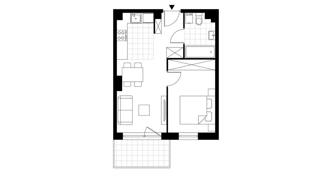 2-pokojowe mieszkanie 36m2 + balkon - Pełny obrazek: 3/8