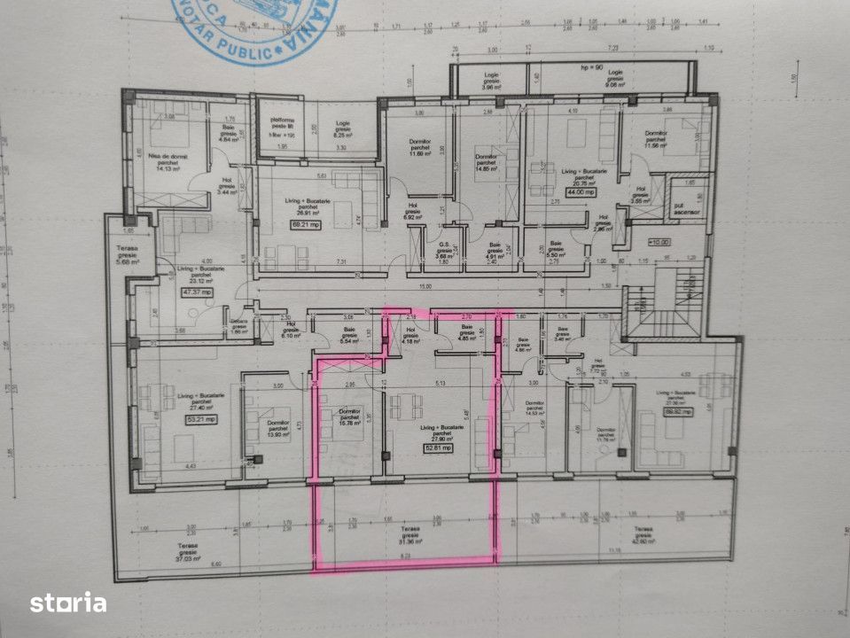Apartament de 2 camere, 52,81 mp, semifinisat, zona Sub Cetatii