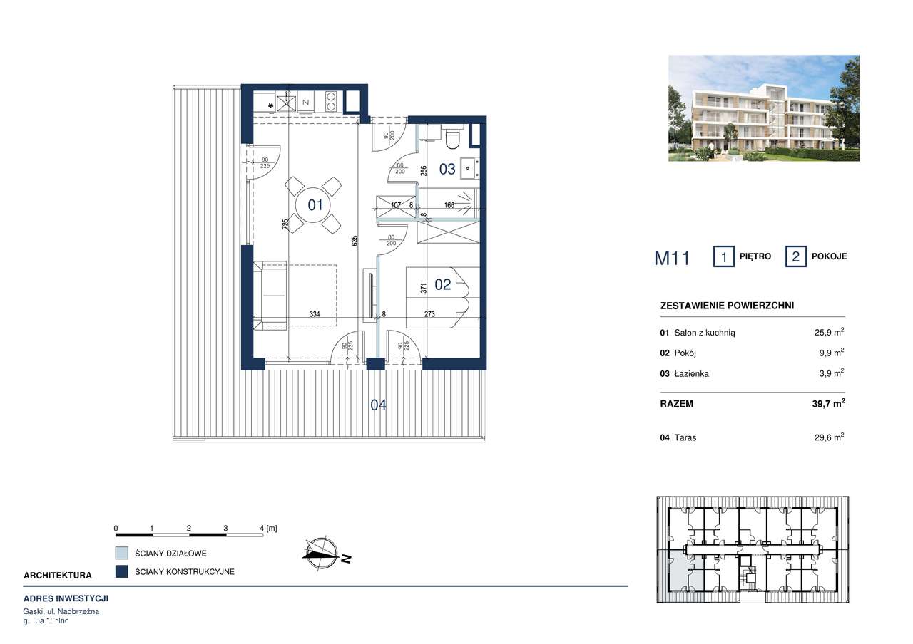 Apartament tuż przy plaży 39,7m2 z tarasem 29,6m2, cena z 23% VAT - Pełny obrazek: 2/9
