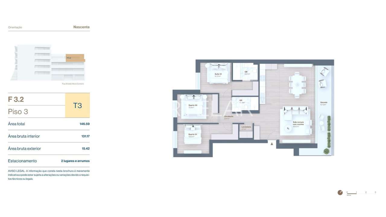 Apartamento T3 amplo com varanda e garagem no VC Forte-14