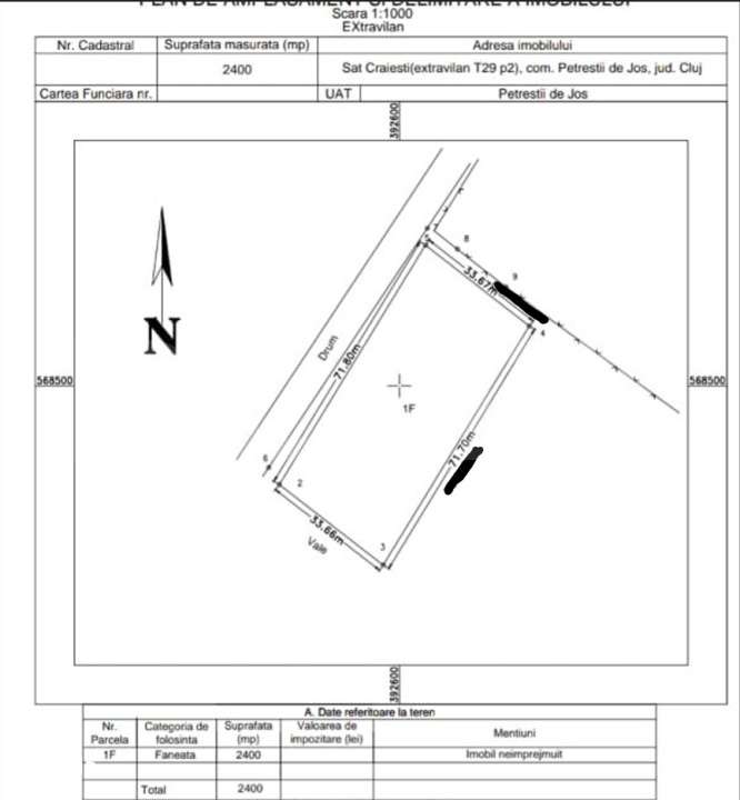 Teren 2.400 mp cu 72m asfalt, utilitati la limita si panorama spre Che - Imagine principală: 3/3
