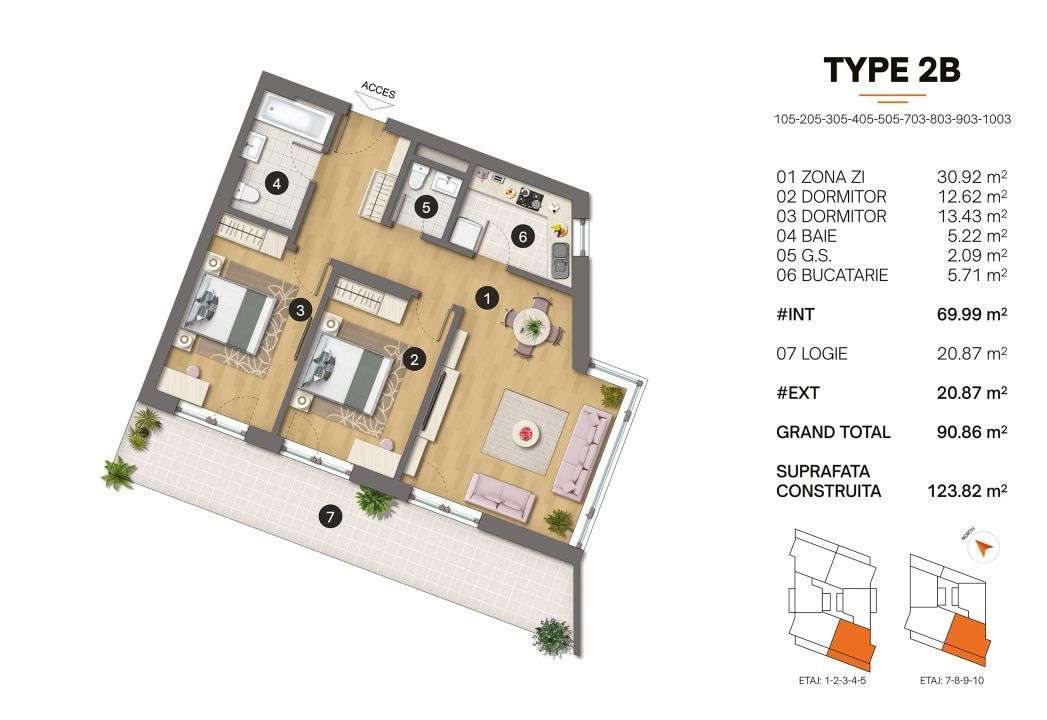 Tomis Plus - Celine Elegance - Vânzare apartament cu 3 camere, etaj 9. - Imagine principală: 2/20