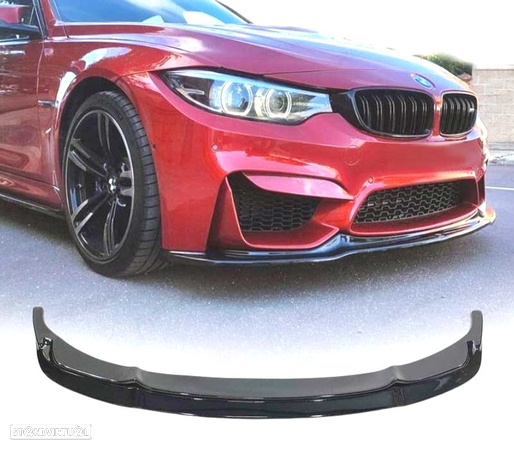 SPOILER LIP FRONTAL PARA BMW F30 LOOK M3 PRETO BRILHANTE - 1