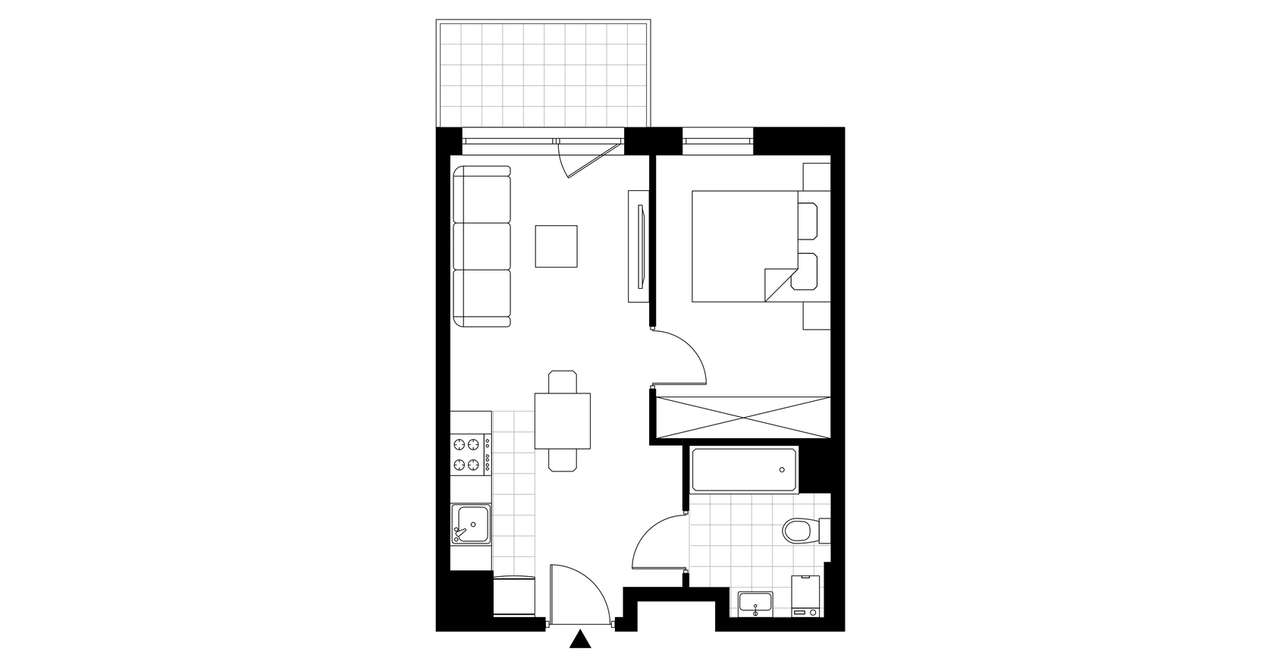 1-pokojowe mieszkanie 35m2 + balkon Bezpośrednio - Pełny obrazek: 2/7