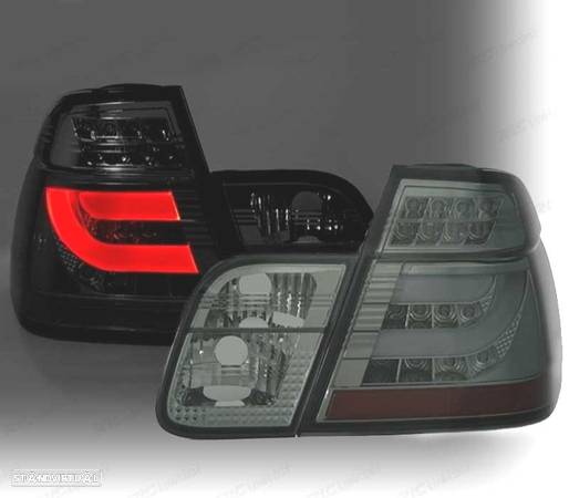 FAROLINS TRASEIROS LED PARA BMW E46 01-05 CROMADO ESCURECIDO - 1