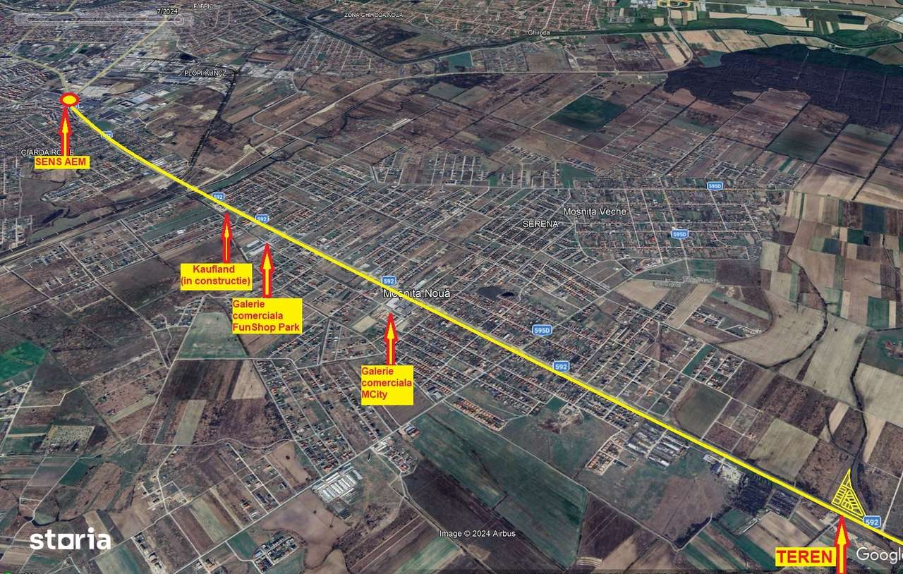 1839mp - Teren de vanzare Mosnita, cu utilitati - 55euro/mp+TVA - Imagine principală: 2/5