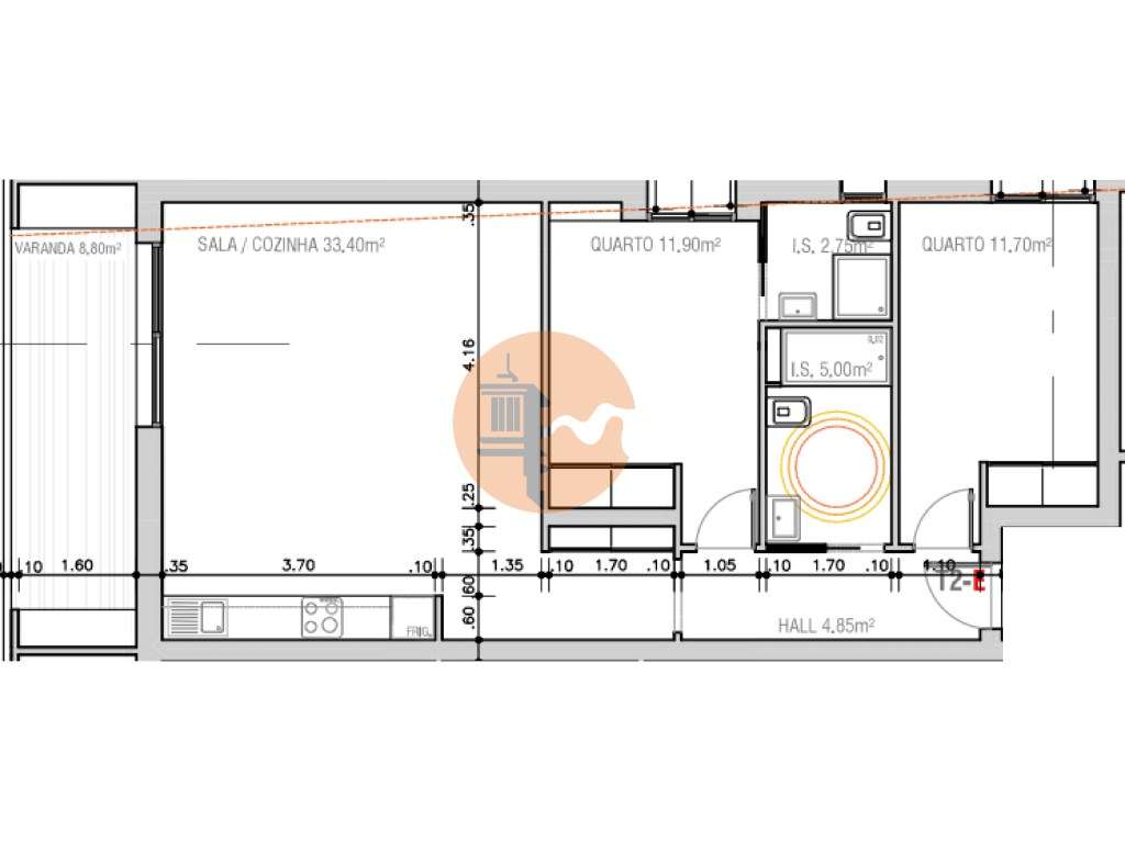 T2 em Projeto no Primeiro Andar - Edifício Sudoeste - Grande imagem: 2/7