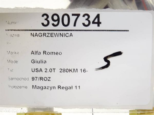 NAGRZEWNICA ALFA ROMEO GIULIA (952_) 2015 - 2022 2.0 (952ACA25) 206 kW [280 KM] benzyna 2016 - 2022 - 5