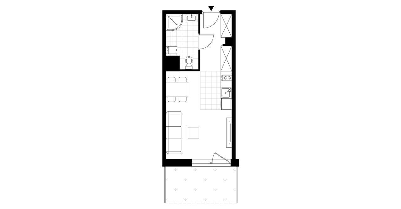 1-pokojowe mieszkanie 26m2 + ogródek - Pełny obrazek: 3/8