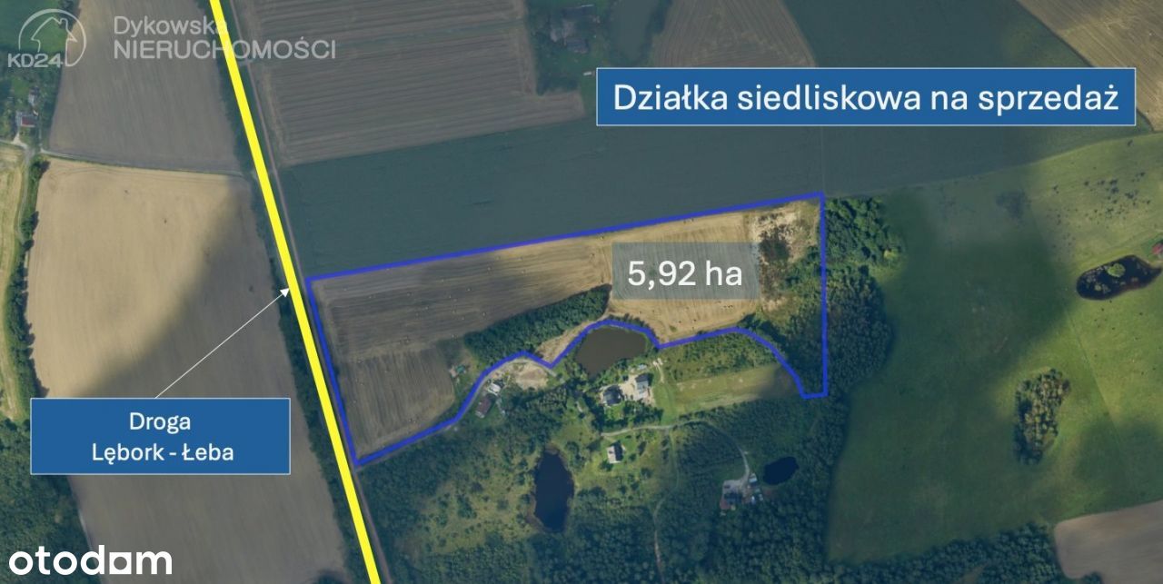 Działka siedliskowa 5,92ha Darżewo k.Lęborka