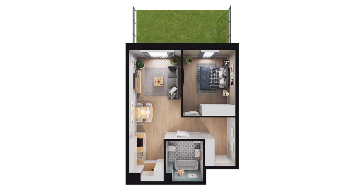 2-pokojowe mieszkanie 43m2 + ogródek Bezpośrednio - Pełny obrazek: 3/9