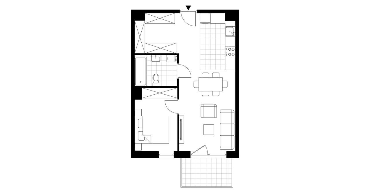 2-pokojowe mieszkanie 44m2 + balkon Bezpośrednio - Pełny obrazek: 3/8