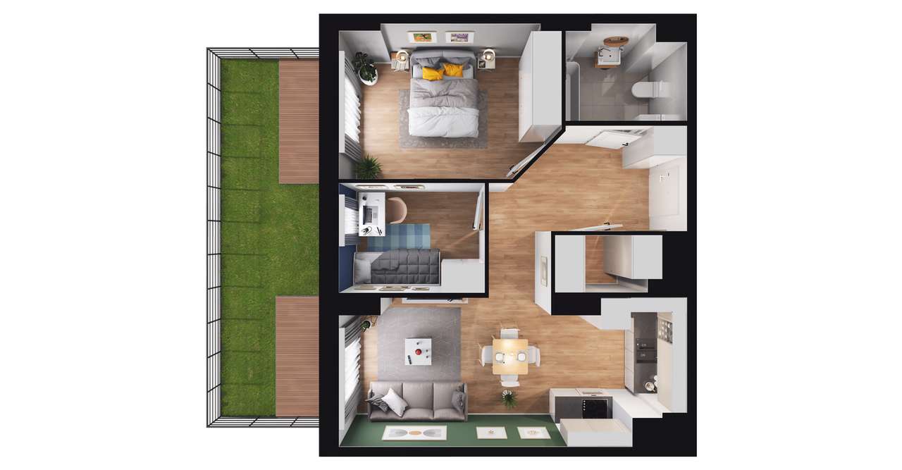 3-pokojowe mieszkanie 52m2 + ogródek Bez Prowizji - Pełny obrazek: 2/8