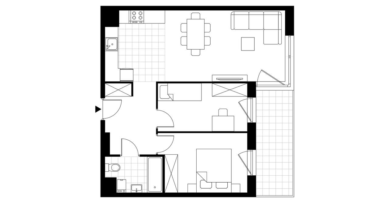 3-pokojowe mieszkanie 56m2 + loggia Bezpośrednio - Pełny obrazek: 3/8