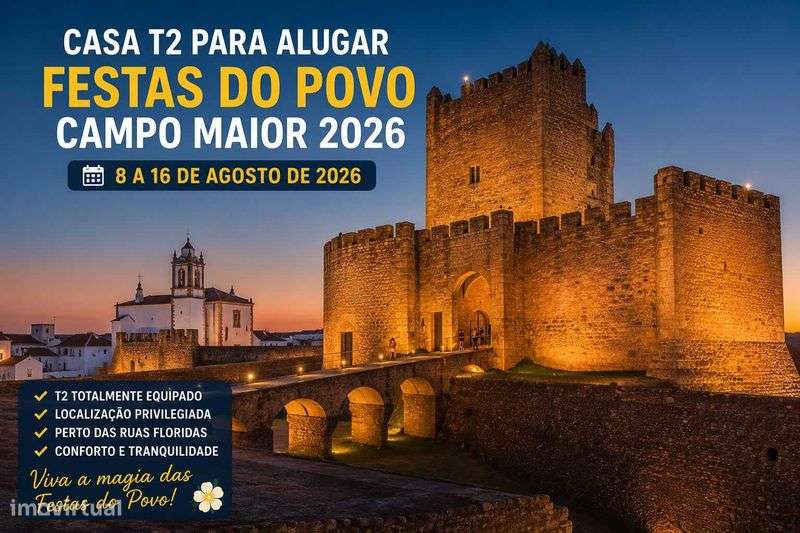 T2 disponível para arrendamento durante as Festas do Povo!  .