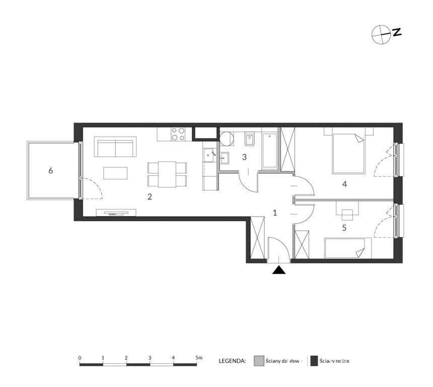 Trzy pokoje | Lindego 2 | 58,55 m² | NOHO-3