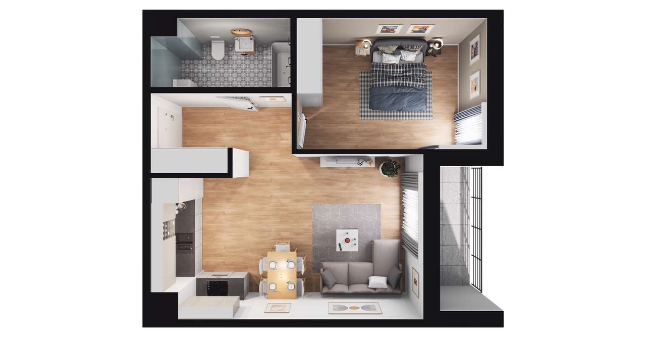 2-pokojowe mieszkanie 48m2 + loggia Bez Prowizji - Pełny obrazek: 2/8