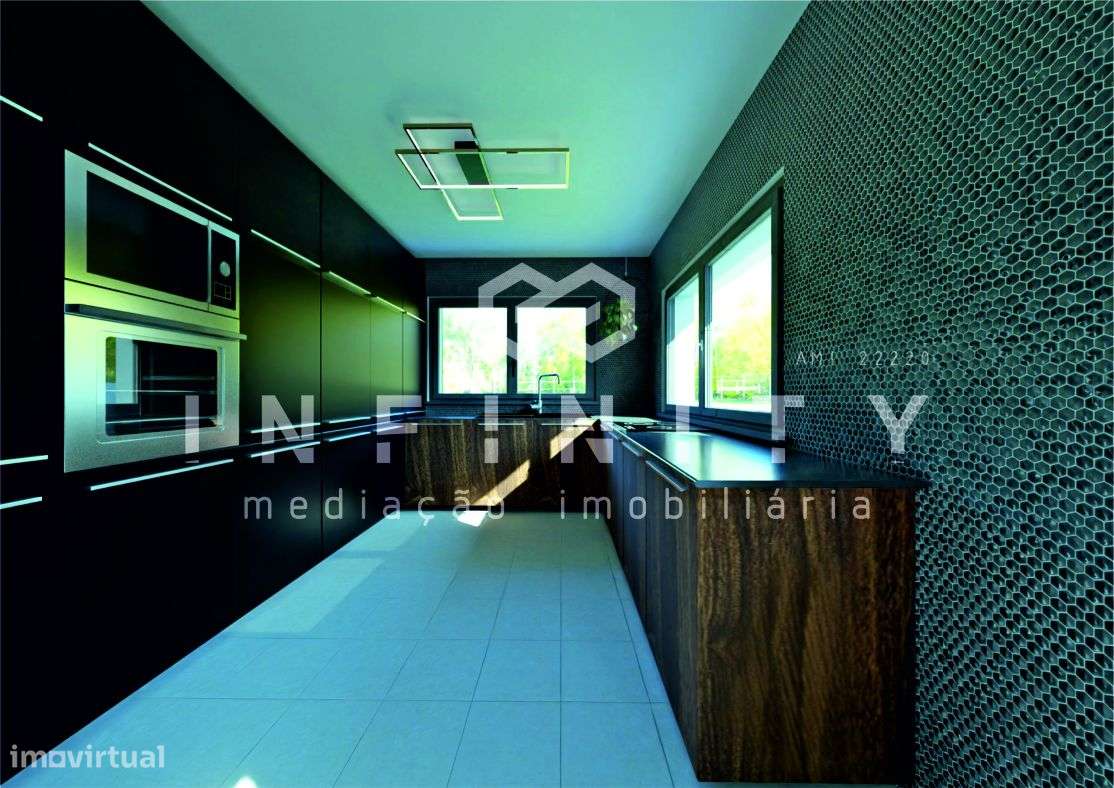 Moradia T3 térrea em construção com jardim e piscina-5