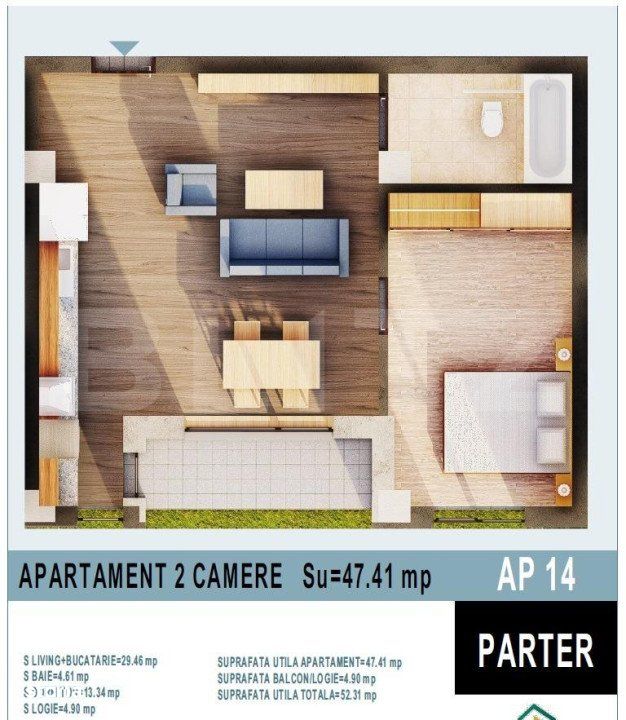 Apartament 2 camere, 47mp utili - Calea Moldovei!