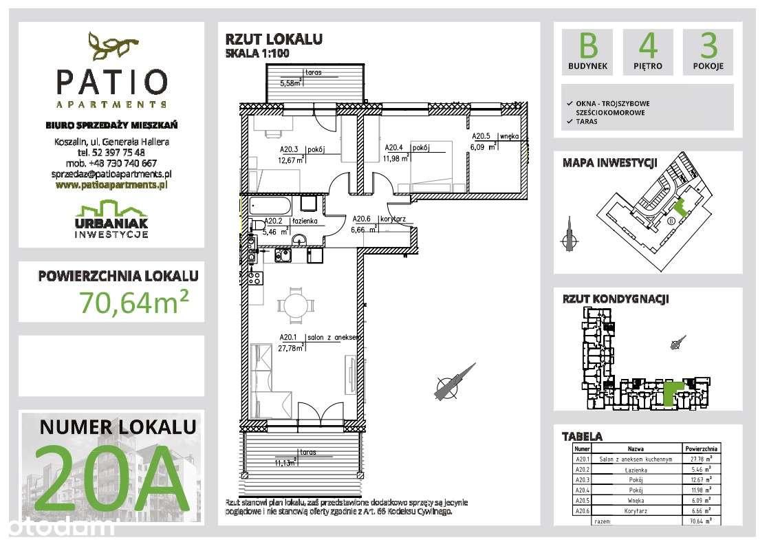Mieszkanie Patio Apartments Koszalin IV p. 70,64m2 - Pełny obrazek: 2/5