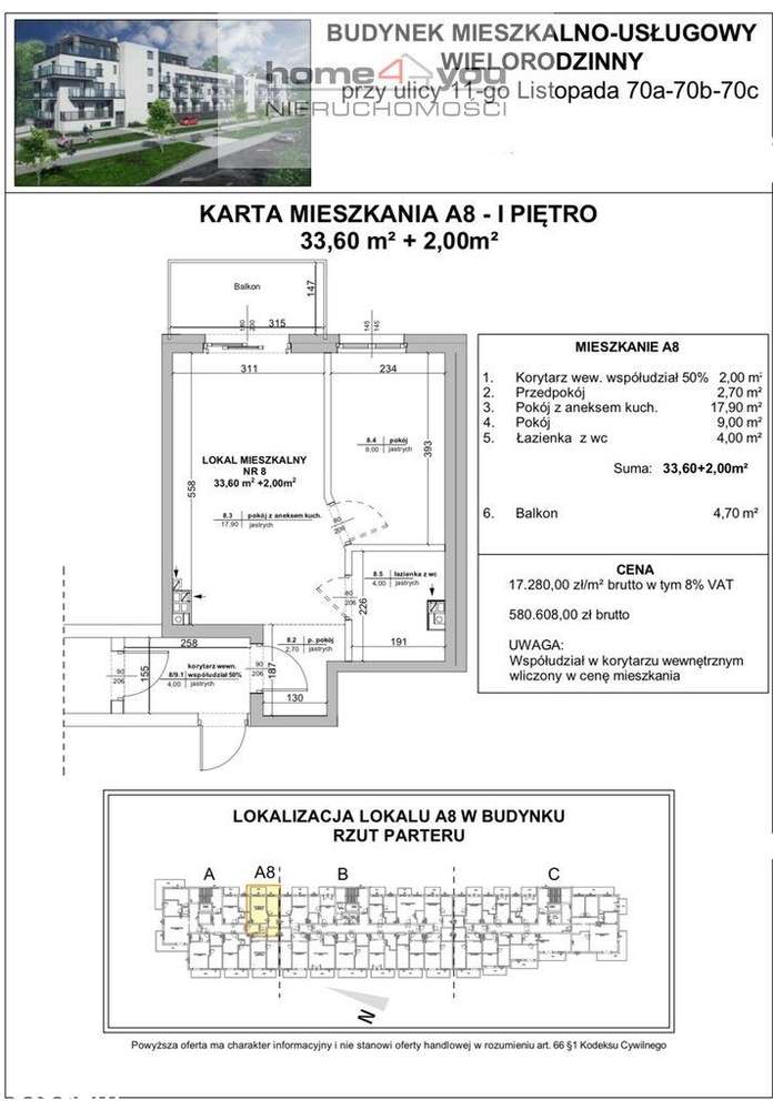2 Pok. Z Balkonem/ Nowe! - Pełny obrazek: 2/17
