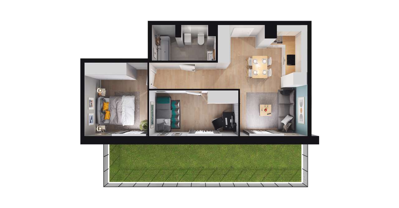 3-pokojowe mieszkanie 48m2 + ogródek Bezpośrednio - Pełny obrazek: 3/9